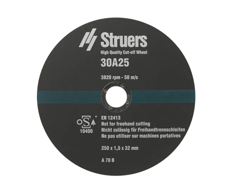 Cut-off Wheel 30A25, 250 mm (10") dia. x 1.5 mm x 32 mm dia. 10 pcs.