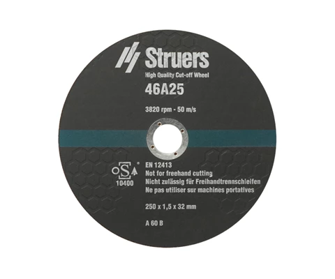 Cut-off Wheel Hexagonal 46A25, 250 mm (10") dia. x 1.5 mm x 32 mm dia. 10 pcs.